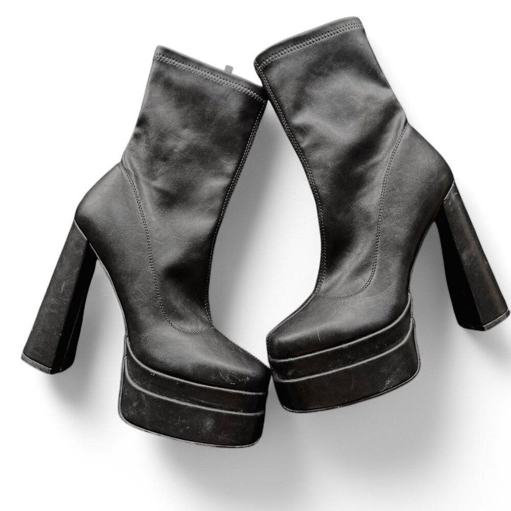 Vivianly Sheena 140 Chunky Heel Go Go Boots – US 10 | Mid-Calf Platform Boots |